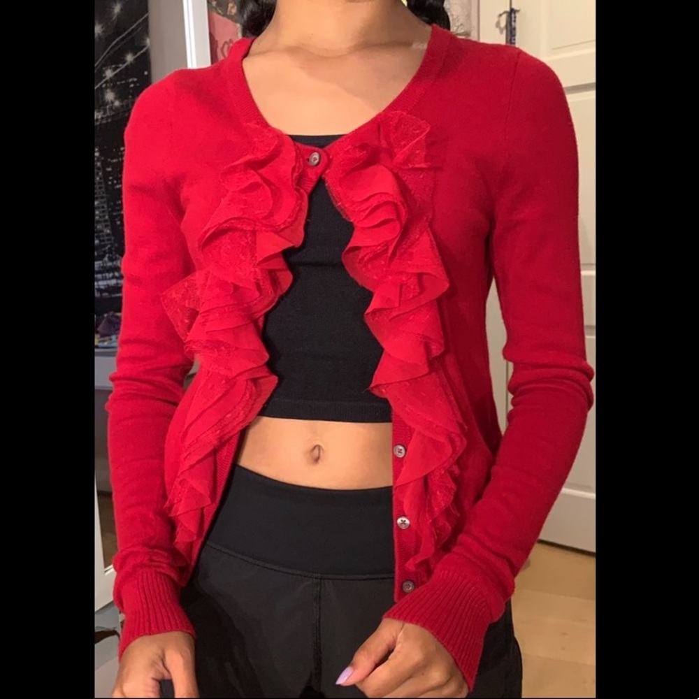 red hollister cardigan